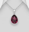 925 Sterling Silver Pendant & Chain Decorated with A Fine  Austrian Crystal With A Amethyst Hue