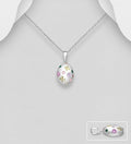 925 Sterling Silver Pendant & Chain, Hand Crafted with Colourful Simulated Gem Stones - Exclusive