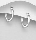 925 Sterling Silver Plain Hinged Hoop Earrings - 15mm
