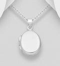 925 Sterling Silver Plain Oval Locket Pendant & Chain