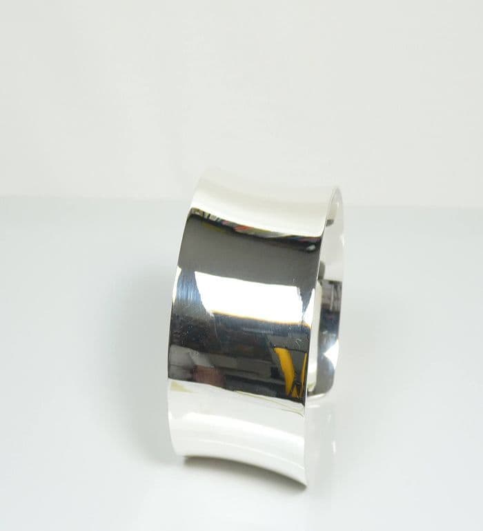 925 Sterling Silver Plain Polished Cuff Style Bangle - 40 mm Wide