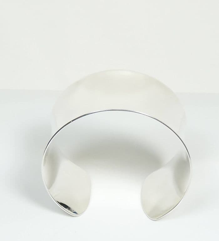 925 Sterling Silver Plain Polished Cuff Style Bangle - 40 mm Wide