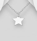 925 Sterling Silver Plain Polished Star Pendant & Chain