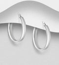 925 Sterling Silver Plain Round  Hoop Earrings