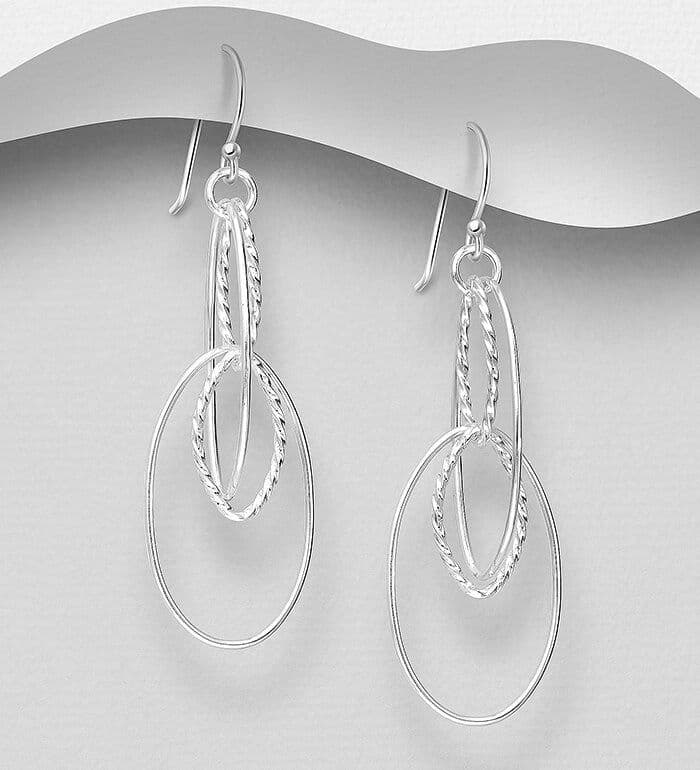 925 Sterling Silver Plain & Twisted Conjoined Wire Hook Earrings  Modern Elegance with a Twist