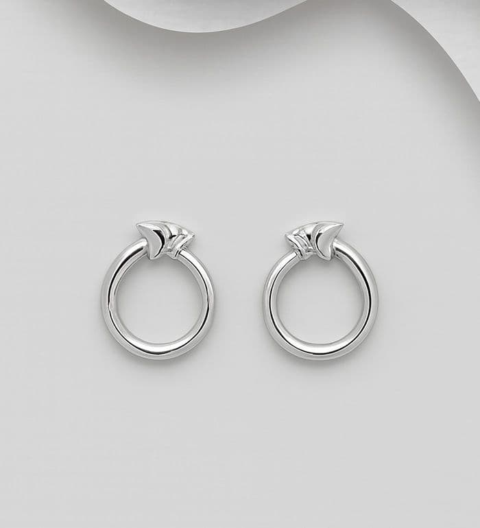 925 Sterling Silver Polished Cartier Panther Style Push-Back/Stud Earrings - Exclusive