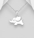 925 Sterling Silver Polished Elephant Pendant & Chain
