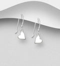 925 Sterling Silver Polished Heart Hook Earrings - Minimalist Design  HighShine Finish