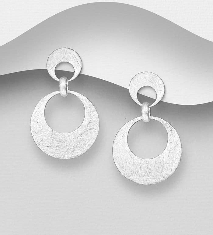 925 Sterling Silver Push-Back Earrings, Plated with 5 Micron Pure Silver & Anti-Tarnish (Matte Look)