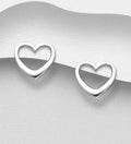 925 Sterling Silver Push-Back Stud Open Tiffany Style Heart Earrings