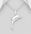 925 Sterling Silver Sleek & Elegant Dolphin Pendant & Chain