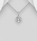 925 Sterling Silver Small Heart Tree Of Life Pendant & Chain