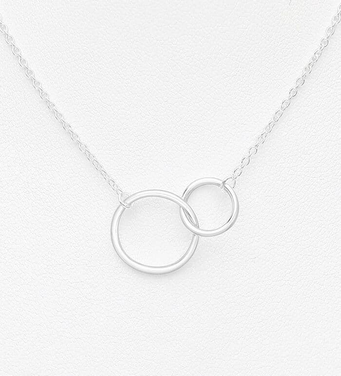925 Sterling Silver Small & Large Circle Links Necklace / Pendant