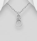 925 Sterling Silver Small Oxidized Knot Pendant & Chain