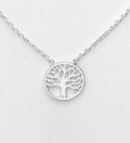 925 Sterling Silver Small Round Tree Of Life Necklace