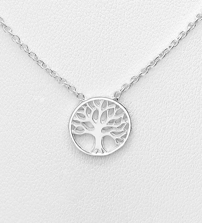 925 Sterling Silver Small Round Tree Of Life Necklace