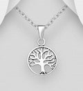 925 Sterling Silver Small Round  Tree Of Life Pendant & Chain
