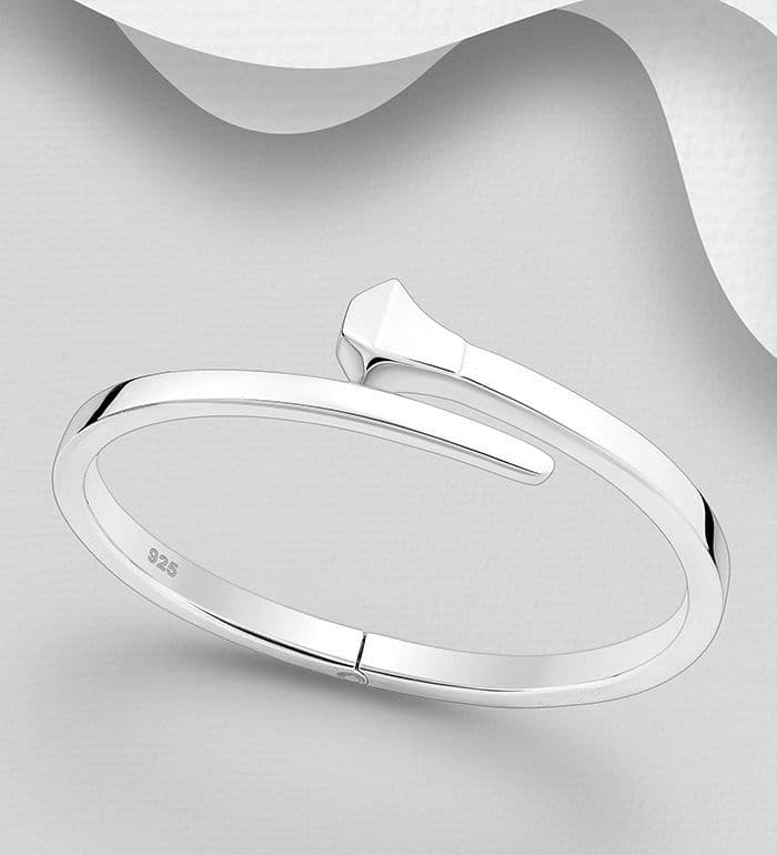 925 Sterling Silver Solid Designer-Inspired Horseshoe Nail Bangle  Bold Luxury with Modern Edg