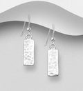 925 Sterling Silver Solid Had Crafted Hammered Oblong Hook Earrings Collection: Silver Collection