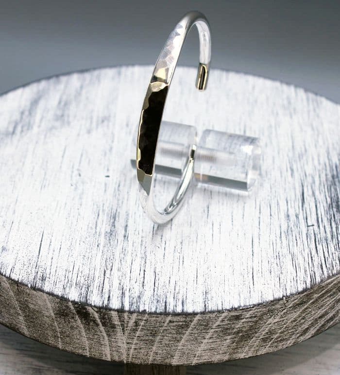 925 Sterling Silver Solid Hammered Finished Cuff Bangle