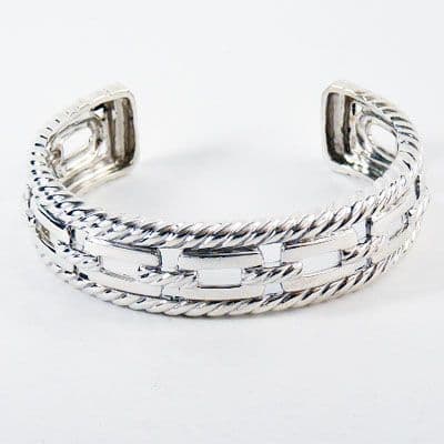925 Sterling Silver Solid Hermes Style  Cuff Bangle. An Exclusive Design, Hand Crafted