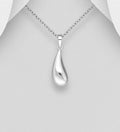 925 Sterling Silver Solid  Plain Elegant Droplet Pendant & Chain