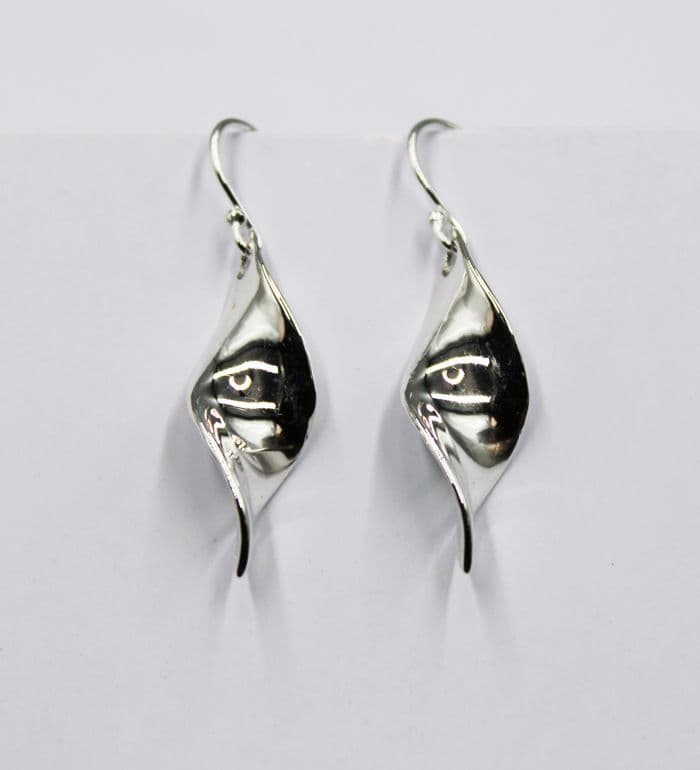 925 Sterling Silver Solid Twist Drop Earrings
