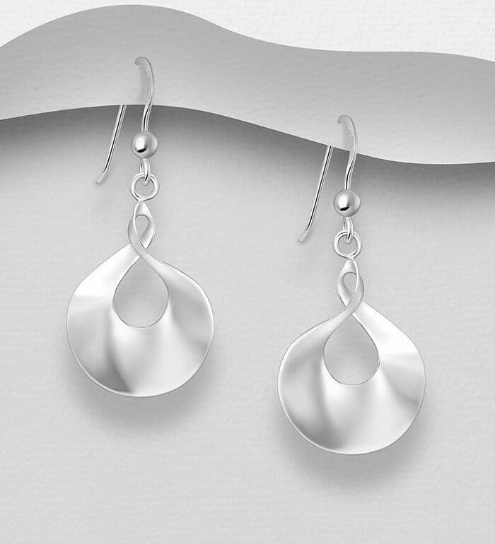925 Sterling Silver Solid Twist, Polished Hook/Drop Earrings