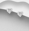 925 Sterling Silver Solitaire 5 mm Heart Stud Earrings Set with a CZ  Diamond
