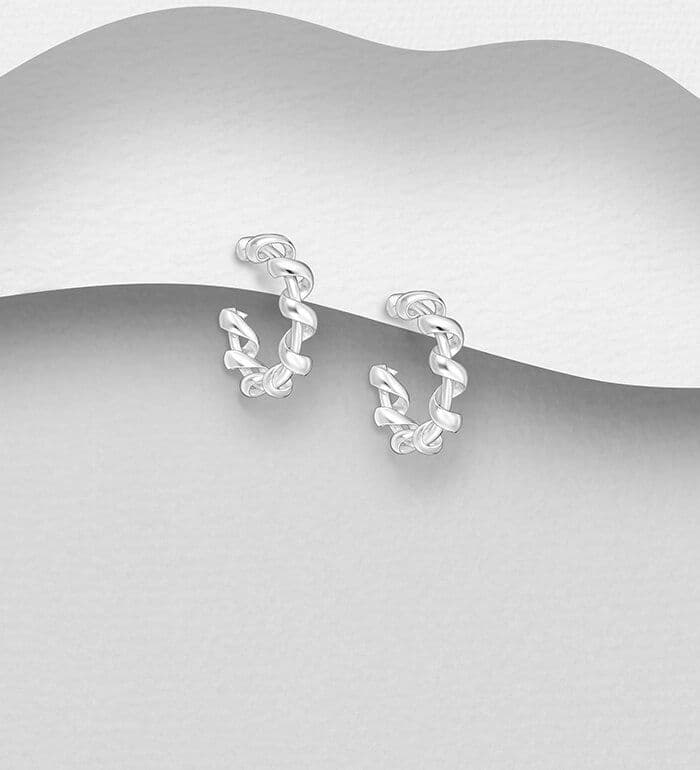 925 Sterling Silver Spiral Push-Back Hoop Earrings