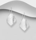 925 Sterling Silver Square Hand Crafted Matte Hook/Drop Earrings