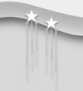 925 Sterling Silver Star/Chain & Push-Back/Stud Drop Earrings