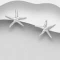 925 Sterling Silver Starfish Brushed Finished Push-Back Earrings