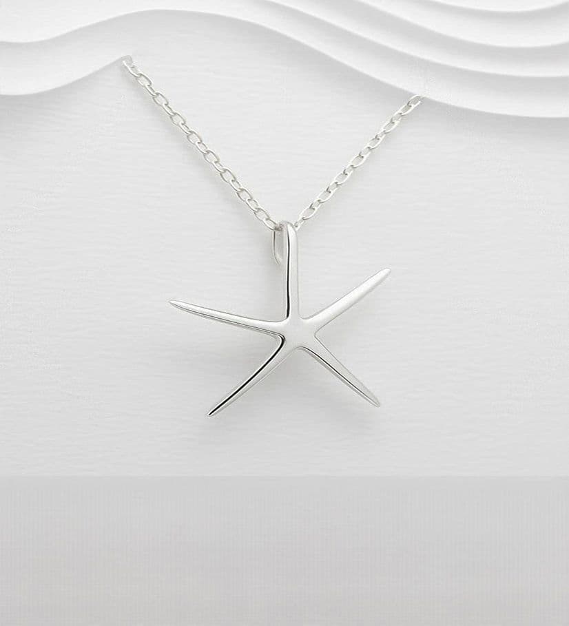 925 Sterling Silver Starfish Pendant & Chain