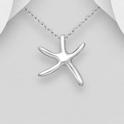 925 Sterling Silver Starfish Pendant & Chain - Simple  Elegant  OceanInspired