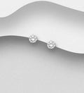 925 Sterling Silver Stud Earring Available  With a 3, 5 & 7mm Round Simulated Diamond