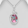 925 Sterling Silver Swirl Pendant/Chain, Decorated with  Reconstructed Copper Turquoise