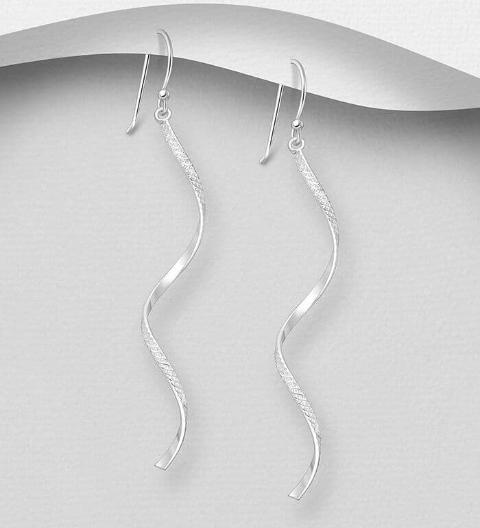 925 Sterling Silver Textured Spiral Hook/Drop Earrings  Artistic Movement with Timeless Elegance