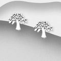 925 Sterling Silver Tree of Life Stud Earrings, In The Shape Of  An Oak  Tree
