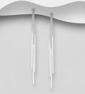 925 Sterling Silver Triple Bar & Chain Stud Type Drop Earrings