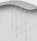 925 Sterling Silver Triple Heart Hook, Thread Through Drop Earrings
