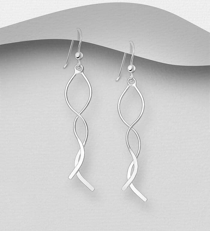 925 Sterling Silver Two-Strand Wavy Hook Earrings  Elegant Movement, Modern Style