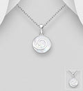 925 Sterling Silver Unique Spiral Wave Pendant & Chain with Mother of Pearl Shell Decoration