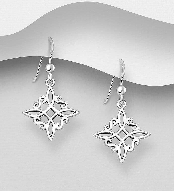 925 Sterling Silver Witches Knot Hook Earrings  Protection, Power & Timeless Magic