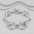 Solid Handcrafted 925 Sterling Silver Horse Bit Style Bracelet with T-Bar Clasp