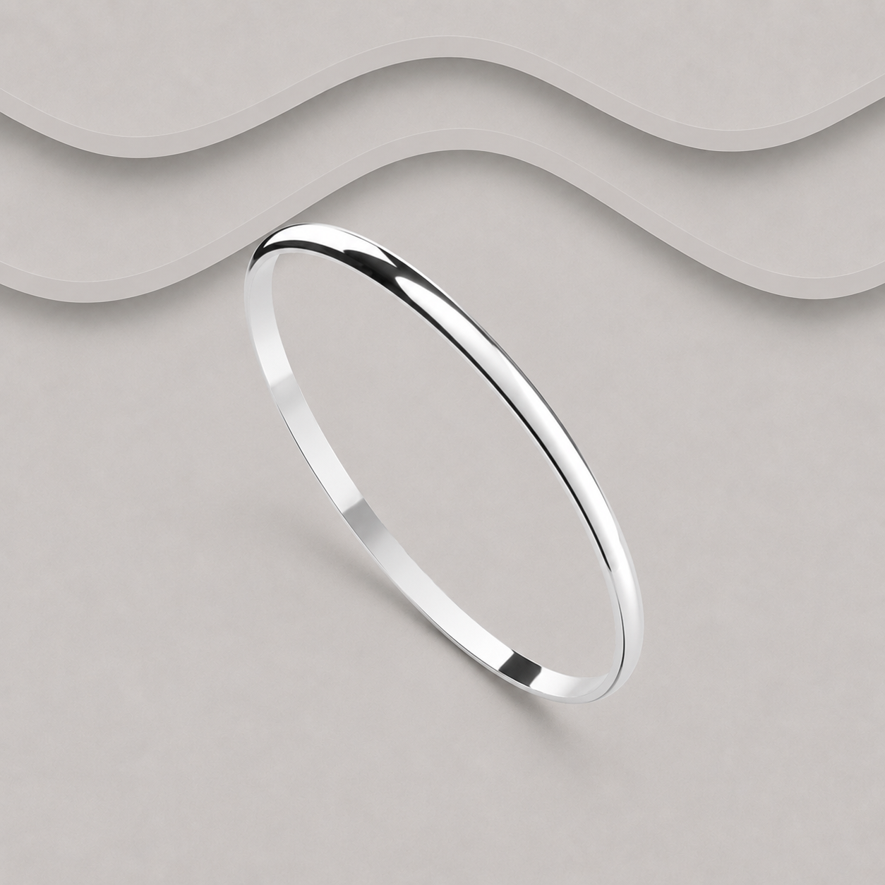 Sterling Silver Round Slave Bangle | 4mm | 70mm Diameter