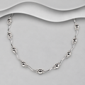 925 Sterling Silver Solid Polished Ball And Wave Necklace