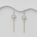 925 Sterling Silver & 18ct Yellow Gold Two Tone Drop Earrings