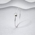 925 Sterling Silver Hand-Crafted Bangle With Solid Heart with Opening Clasp