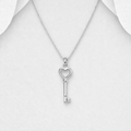925 Sterling Silver Heart Key Pendant & Chain
